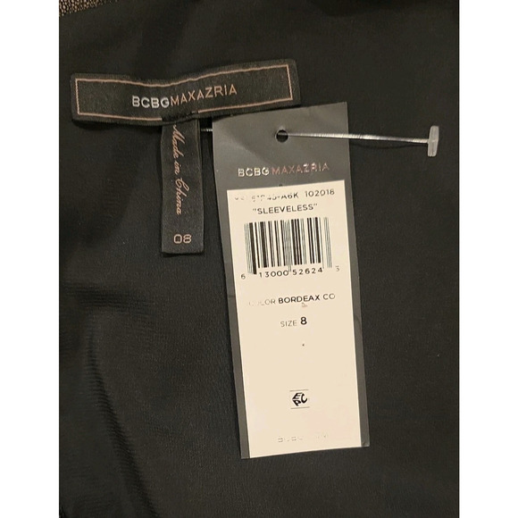 BCBG Max Azria Dress 8 Red Black Floral Embroidered Tulle Mesh Gown Formal NWT - Picture 9 of 13